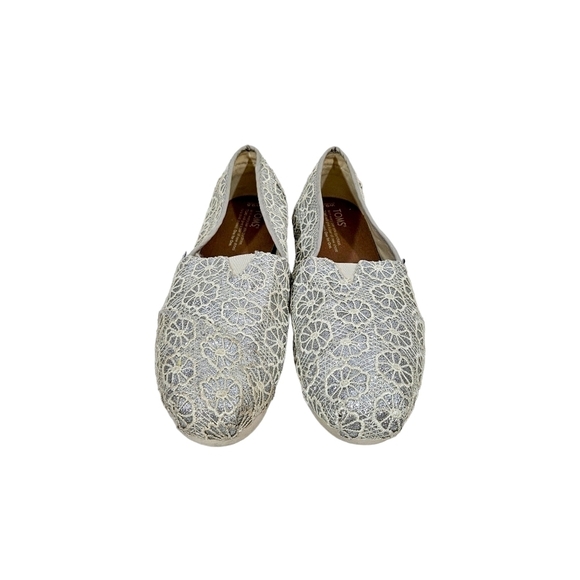 Toms Silver Sparkly Crochet Alpargata Shoes - Picture 2 of 8